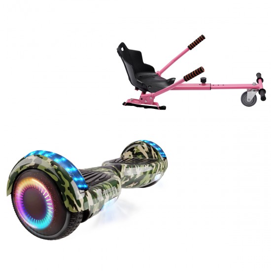 Elektromos Hoverboard Standard GoKart Szett, 6.5 colos, Regular Camouflage PRO, Standard Hatótávolság, és Rózsaszín Hoverkart, Smart Balance