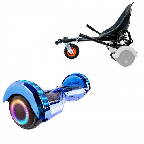 Elektromos Hoverboard GoKart Szett Lengéscsillapítókkal, 6.5 colos, Transformers ElectroBlue PRO, Nagy Hatótávolság, Fekete HoverKart Lengéscsillapítókkal, Smart Balance