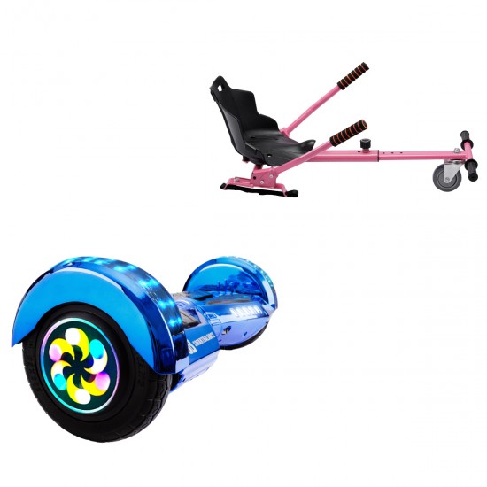 Elektromos Hoverboard Standard GoKart Szett, 8 colos, Transformers ElectroBlue PRO, Nagy Hatótávolság, és Rózsaszín Hoverkart, Smart Balance