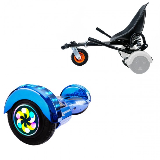 Elektromos Hoverboard GoKart Szett Lengéscsillapítókkal, 8 colos, Transformers ElectroBlue PRO, Standard Hatótávolság, Fekete HoverKart Lengéscsillapítókkal, Smart Balance