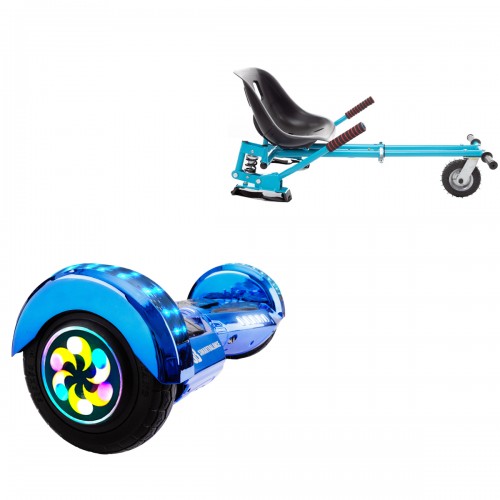 Elektromos Hoverboard GoKart Szett Lengéscsillapítókkal, 8 colos, Transformers ElectroBlue PRO, Standard Hatótávolság, Kék HoverKart Lengéscsillapítókkal, Smart Balance