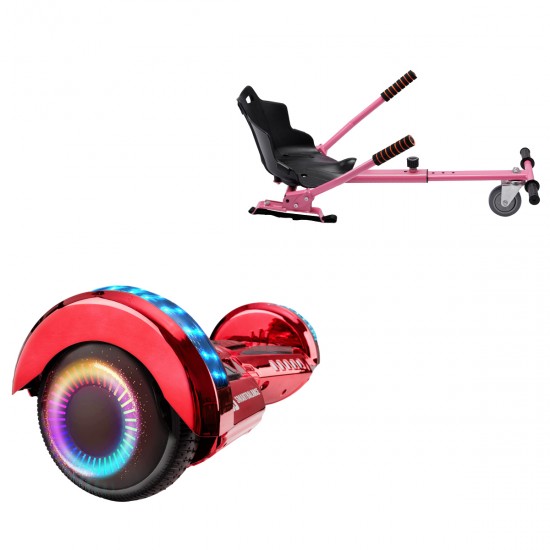 Elektromos Hoverboard Standard GoKart Szett, 6.5 colos, Transformers ElectroRed PRO, Nagy Hatótávolság, és Rózsaszín Hoverkart, Smart Balance