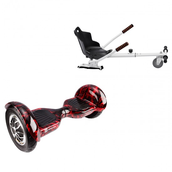 Elektromos Hoverboard Standard GoKart Szett, 10 colos, Off-Road Flame, Standard Hatótávolság, és Fehér Hoverkart, Smart Balance