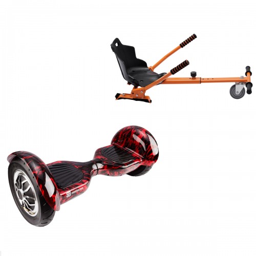 Elektromos Hoverboard Standard GoKart Szett, 10 colos, Off-Road Flame, Standard Hatótávolság, és Narancs Hoverkart, Smart Balance