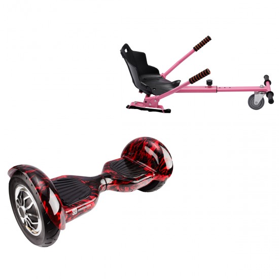 Elektromos Hoverboard Standard GoKart Szett, 10 colos, Off-Road Flame, Standard Hatótávolság, és Rózsaszín Hoverkart, Smart Balance