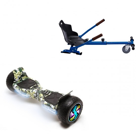 Elektromos Hoverboard Standard GoKart Szett, 8.5 colos, Hummer Camouflage PRO, Nagy Hatótávolság, és Kék Hoverkart, Smart Balance