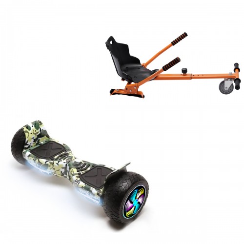 Elektromos Hoverboard Standard GoKart Szett, 8.5 colos, Hummer Camouflage PRO, Standard Hatótávolság, és Narancs Hoverkart, Smart Balance