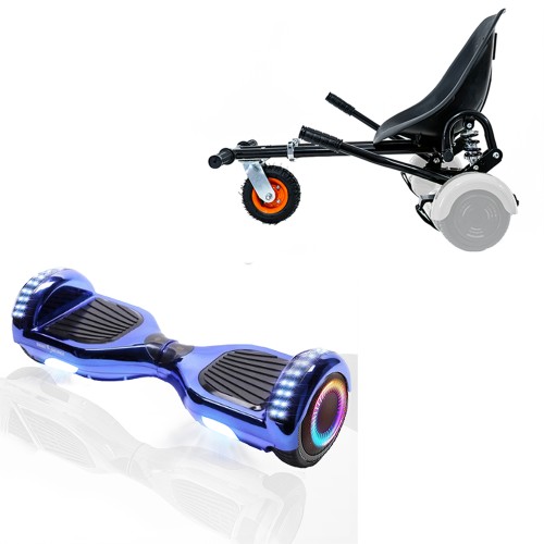 Elektromos Hoverboard GoKart Szett Lengéscsillapítókkal, 6.5 colos, Regular ElectroBlue PRO, Nagy Hatótávolság, Fekete HoverKart Lengéscsillapítókkal, Smart Balance