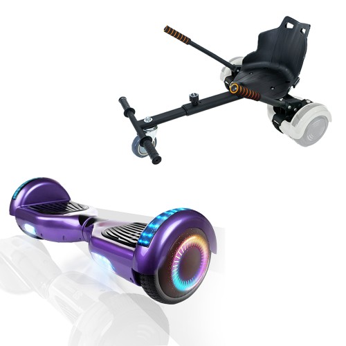 Elektromos Hoverboard Standard GoKart Szett, 6.5 colos, Regular Purple PRO, Nagy Hatótávolság, és Fekete Hoverkart, Smart Balance