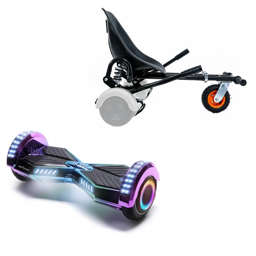 Elektromos Hoverboard GoKart Szett Lengéscsillapítókkal, 6.5 colos, Transformers Dakota PRO, Nagy Hatótávolság, Fekete HoverKart Lengéscsillapítókkal, Smart Balance