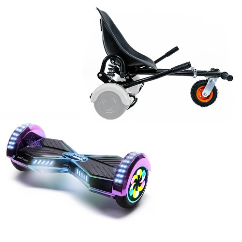 Elektromos Hoverboard GoKart Szett Lengéscsillapítókkal, 8 colos, Transformers Dakota PRO, Nagy Hatótávolság, Fekete HoverKart Lengéscsillapítókkal, Smart Balance