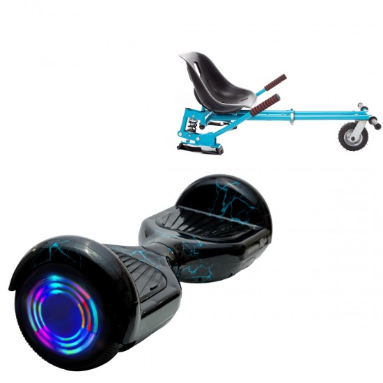 Elektromos Hoverboard GoKart Szett Lengéscsillapítókkal, 6.5 colos, Regular Thunderstorm Blue Junior, Standard Hatótávolság, Kék HoverKart Lengéscsillapítókkal, Smart Balance