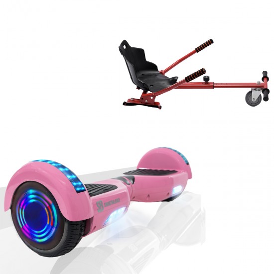 Elektromos Hoverboard Standard GoKart Szett, 6.5 colos, Regular Pink Junior, Standard Hatótávolság, és Piros Hoverkart, Smart Balance