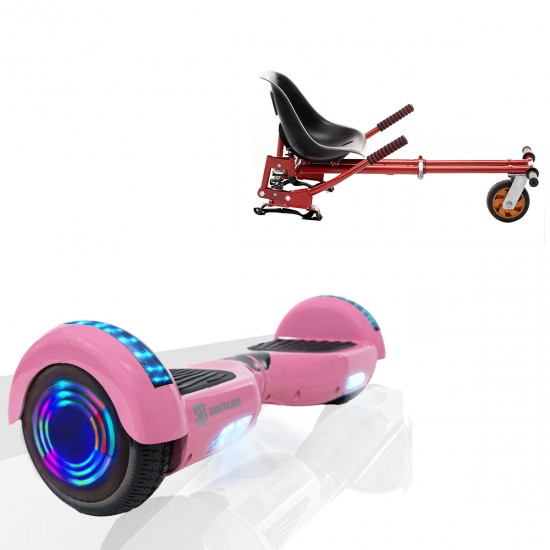 Elektromos Hoverboard GoKart Szett Lengéscsillapítókkal, 6.5 colos, Regular Pink Junior, Standard Hatótávolság, Piros HoverKart Lengéscsillapítókkal, Smart Balance