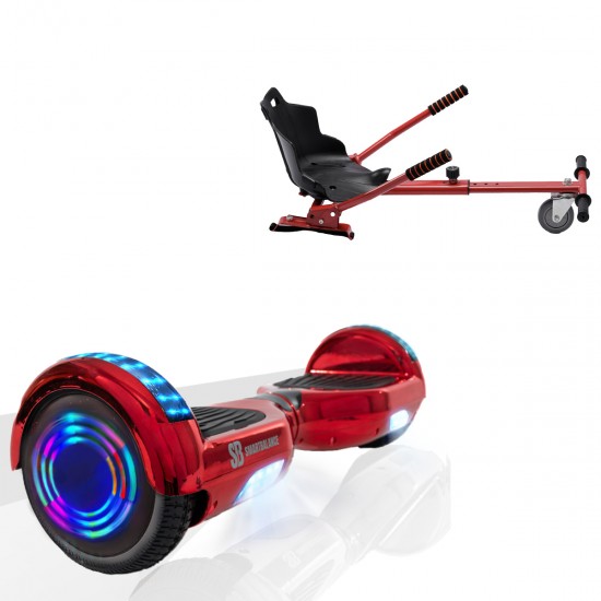 Elektromos Hoverboard Standard GoKart Szett, 6.5 colos, Regular ElectroRed Junior, Standard Hatótávolság, és Piros Hoverkart, Smart Balance