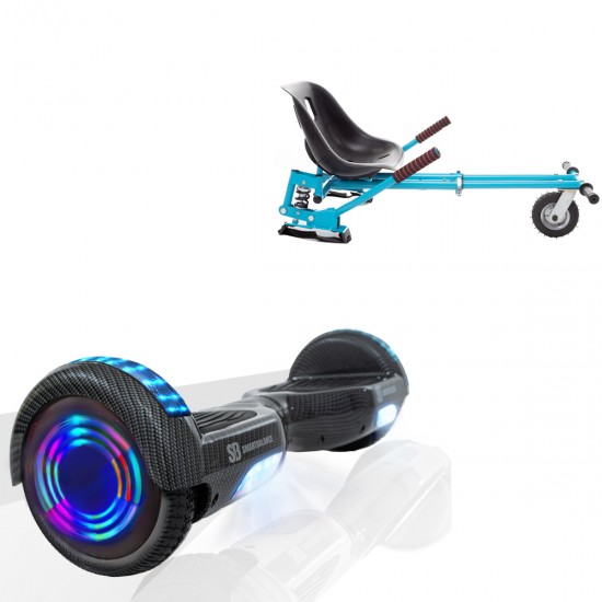 Elektromos Hoverboard GoKart Szett Lengéscsillapítókkal, 6.5 colos, Regular Carbon Junior, Standard Hatótávolság, Kék HoverKart Lengéscsillapítókkal, Smart Balance