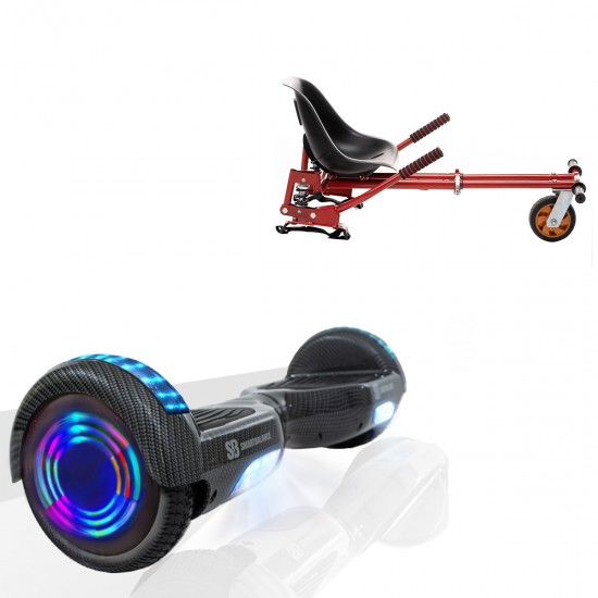 Elektromos Hoverboard GoKart Szett Lengéscsillapítókkal, 6.5 colos, Regular Carbon Junior, Standard Hatótávolság, Piros HoverKart Lengéscsillapítókkal, Smart Balance