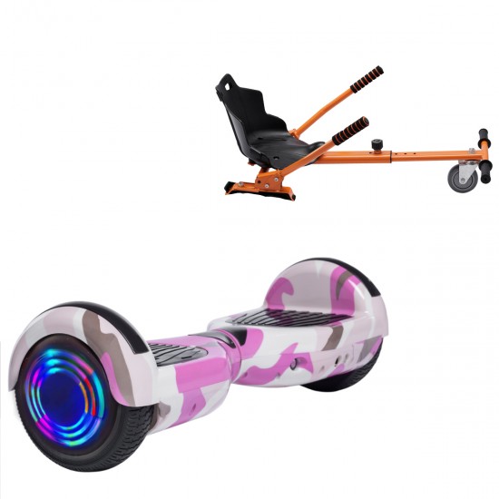 Elektromos Hoverboard Standard GoKart Szett, 6.5 colos, Regular Camouflage Pink Junior, Standard Hatótávolság, és Narancs Hoverkart, Smart Balance