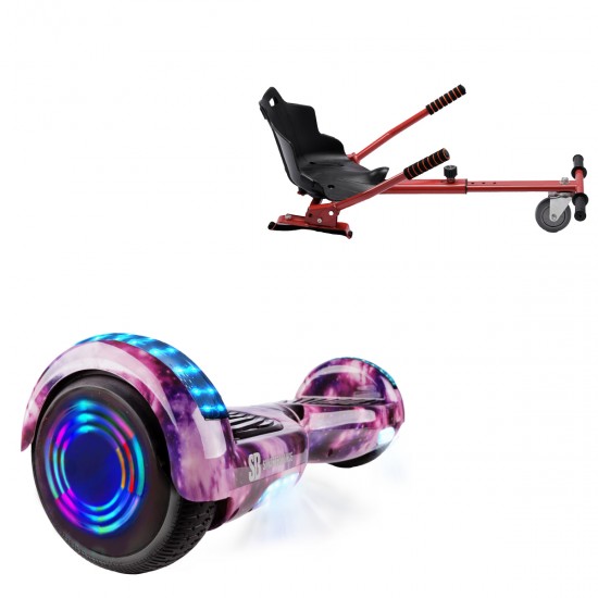 Elektromos Hoverboard Standard GoKart Szett, 6.5 colos, Regular Galaxy Pink Junior, Standard Hatótávolság, és Piros Hoverkart, Smart Balance