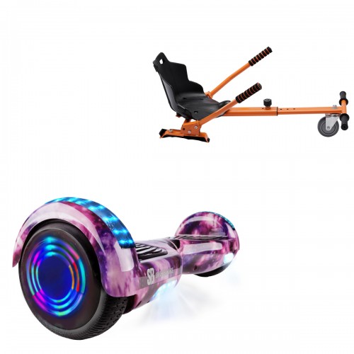 Elektromos Hoverboard Standard GoKart Szett, 6.5 colos, Regular Galaxy Pink Junior, Standard Hatótávolság, és Narancs Hoverkart, Smart Balance