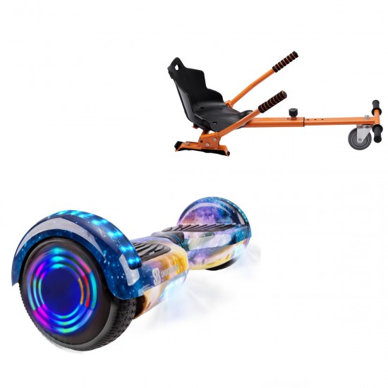 Elektromos Hoverboard Standard GoKart Szett, 6.5 colos, Regular Galaxy Orange Junior, Standard Hatótávolság, és Narancs Hoverkart, Smart Balance