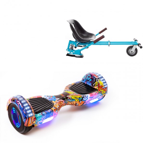 Elektromos Hoverboard GoKart Szett Lengéscsillapítókkal, 6.5 colos, Regular HipHop Orange Junior, Standard Hatótávolság, Kék HoverKart Lengéscsillapítókkal, Smart Balance