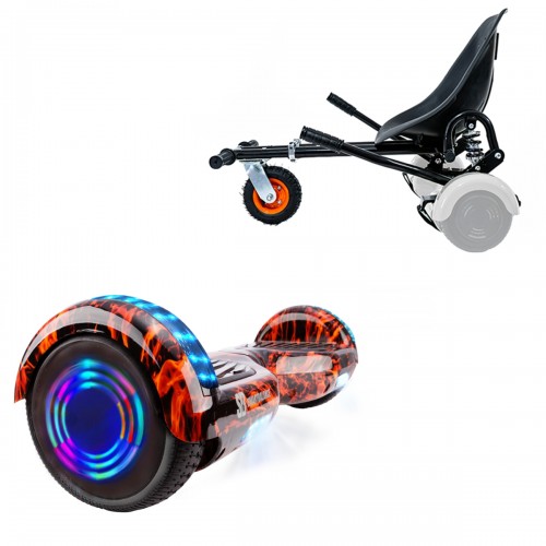 Elektromos Hoverboard GoKart Szett Lengéscsillapítókkal, 6.5 colos, Regular Flame Junior, Standard Hatótávolság, Fekete HoverKart Lengéscsillapítókkal, Smart Balance