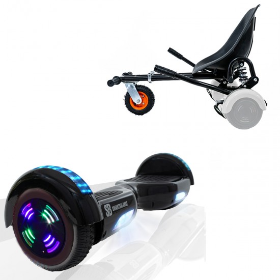 Elektromos Hoverboard GoKart Szett Lengéscsillapítókkal, 6.5 colos, Regular Black Junior, Standard Hatótávolság, Fekete HoverKart Lengéscsillapítókkal, Smart Balance