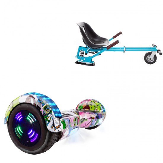 Elektromos Hoverboard GoKart Szett Lengéscsillapítókkal, 6.5 colos, Regular Multicolor Junior, Standard Hatótávolság, Kék HoverKart Lengéscsillapítókkal, Smart Balance