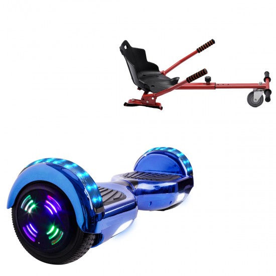 Elektromos Hoverboard Standard GoKart Szett, 6.5 colos, Regular ElectroBlue Junior, Standard Hatótávolság, és Piros Hoverkart, Smart Balance