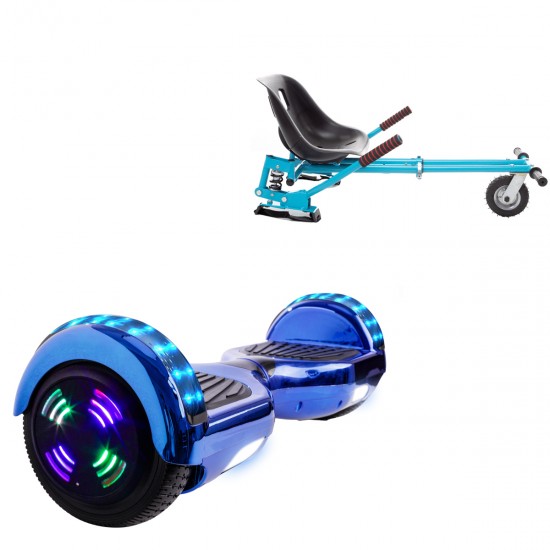 Elektromos Hoverboard GoKart Szett Lengéscsillapítókkal, 6.5 colos, Regular ElectroBlue Junior, Standard Hatótávolság, Kék HoverKart Lengéscsillapítókkal, Smart Balance