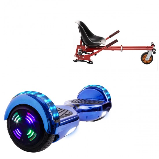 Elektromos Hoverboard GoKart Szett Lengéscsillapítókkal, 6.5 colos, Regular ElectroBlue Junior, Standard Hatótávolság, Piros HoverKart Lengéscsillapítókkal, Smart Balance