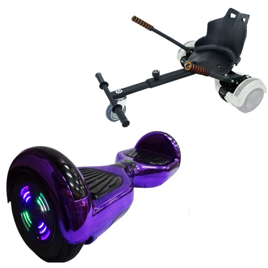 Elektromos Hoverboard Standard GoKart Szett, 6.5 colos, Regular ElectroPurple Junior, Standard Hatótávolság, és Fekete Hoverkart, Smart Balance