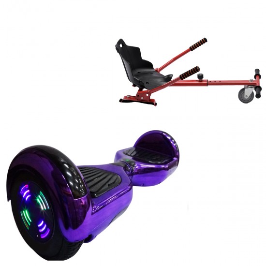 Elektromos Hoverboard Standard GoKart Szett, 6.5 colos, Regular ElectroPurple Junior, Standard Hatótávolság, és Piros Hoverkart, Smart Balance