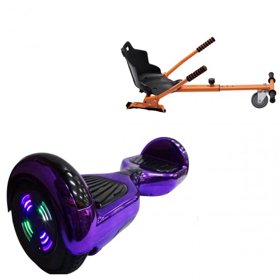 Elektromos Hoverboard Standard GoKart Szett, 6.5 colos, Regular ElectroPurple Junior, Standard Hatótávolság, és Narancs Hoverkart, Smart Balance