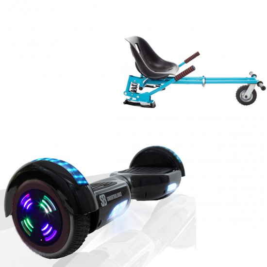 Elektromos Hoverboard GoKart Szett Lengéscsillapítókkal, 6.5 colos, Regular Black Junior, Standard Hatótávolság, Kék HoverKart Lengéscsillapítókkal, Smart Balance