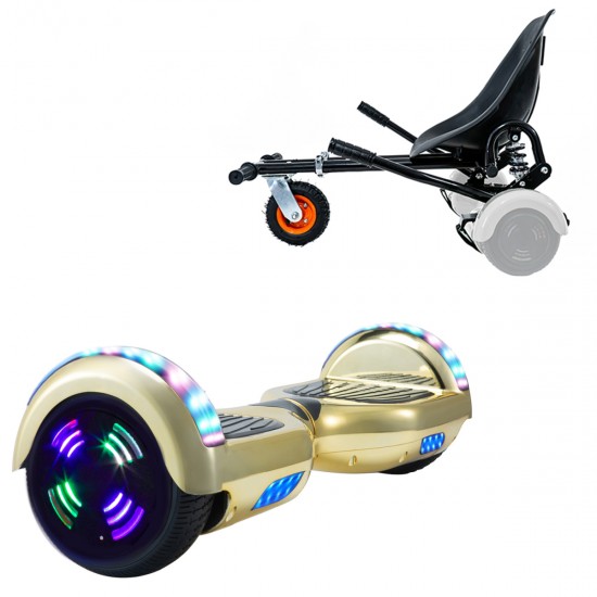 Elektromos Hoverboard GoKart Szett Lengéscsillapítókkal, 6.5 colos, Regular ElectroGold Junior, Standard Hatótávolság, Fekete HoverKart Lengéscsillapítókkal, Smart Balance