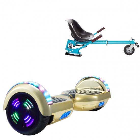 Elektromos Hoverboard GoKart Szett Lengéscsillapítókkal, 6.5 colos, Regular ElectroGold Junior, Standard Hatótávolság, Kék HoverKart Lengéscsillapítókkal, Smart Balance