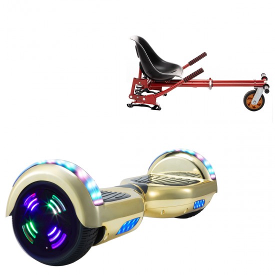 Elektromos Hoverboard GoKart Szett Lengéscsillapítókkal, 6.5 colos, Regular ElectroGold Junior, Standard Hatótávolság, Piros HoverKart Lengéscsillapítókkal, Smart Balance