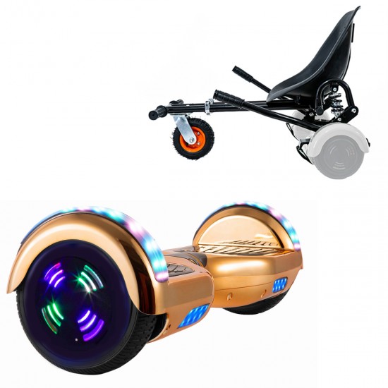 Elektromos Hoverboard GoKart Szett Lengéscsillapítókkal, 6.5 colos, Regular ElectroIron Junior, Standard Hatótávolság, Fekete HoverKart Lengéscsillapítókkal, Smart Balance