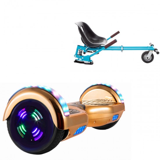 Elektromos Hoverboard GoKart Szett Lengéscsillapítókkal, 6.5 colos, Regular ElectroIron Junior, Standard Hatótávolság, Kék HoverKart Lengéscsillapítókkal, Smart Balance