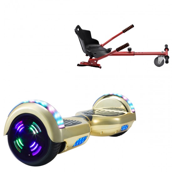 Elektromos Hoverboard Standard GoKart Szett, 6.5 colos, Regular ElectroGold Junior, Standard Hatótávolság, és Piros Hoverkart, Smart Balance